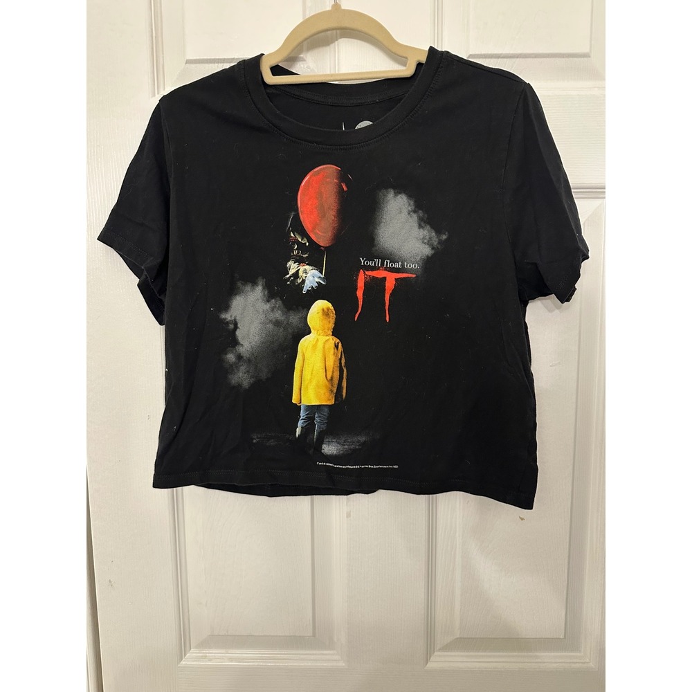 IT Movie Georgie Pennywise Graphic Crop Top T-Shirt Black XL You'll Float Too